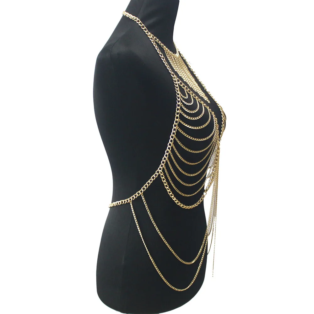 Elegant Metal Long Tassel Body Chain Harness Slave Necklace Beach Bra Jewelry 5