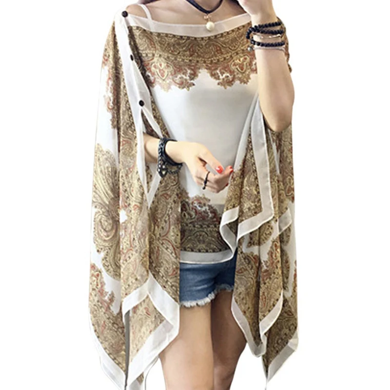 Women Bikini Cover Up Beach Dress Blouses Sun Protection Chiffon Cardigan Summer Holiday Shawl Ridding Large Size Long Tops 5