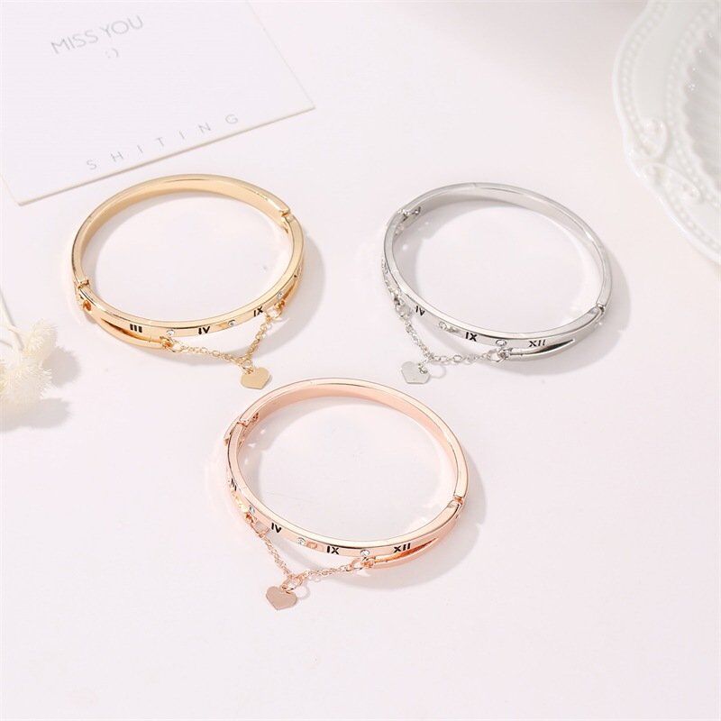 Luxury Rose Gold Stainless Steel Bracelets , Bangles Female Heart Forever , Love Charm Bracelet for Woman , - Image 4