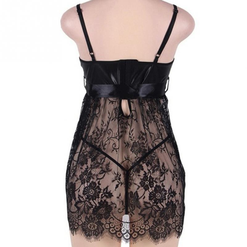 Sexy Erotic Lingerie, Night Dress Plus Size Pajama Sleepwear, See Through Underwear Night Gown Black 5XL - Image 4