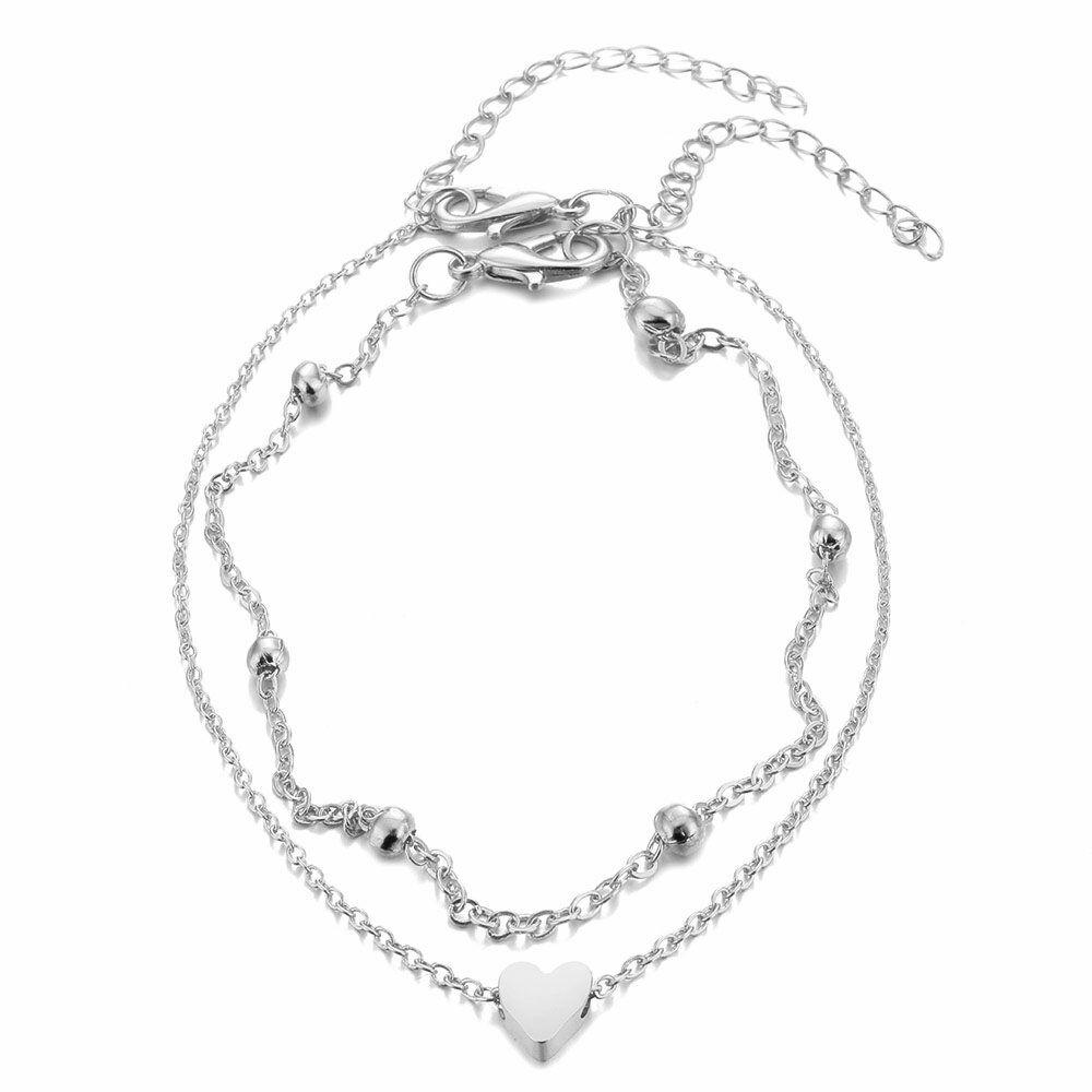 Solid Simple Heart Ankle . Layering Pendant Anklet , Beaded Foot Jewelry, Summer Beach Anklets On Foot Ankle , Bracelets For Women Leg Chain - Image 4