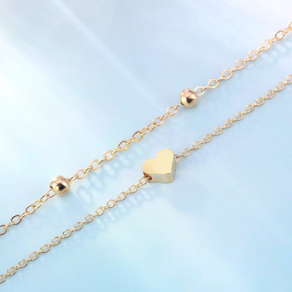 Solid Simple Heart Ankle . Layering Pendant Anklet , Beaded Foot Jewelry, Summer Beach Anklets On Foot Ankle , Bracelets For Women Leg Chain - Image 6