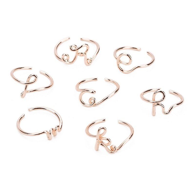 Unisex Gold Silver Color, A-Z 26 Letters Initial Name Rings for Women Men Geometric Alloy Creative Finger Rings - Image 5
