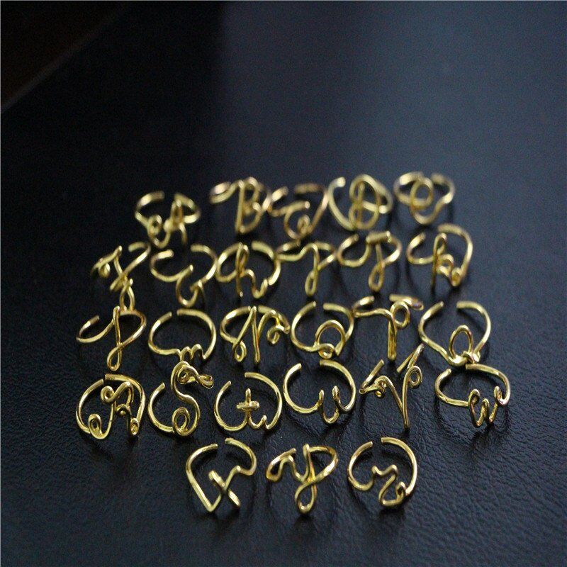 Unisex Gold Silver Color, A-Z 26 Letters Initial Name Rings for Women Men Geometric Alloy Creative Finger Rings - Image 4