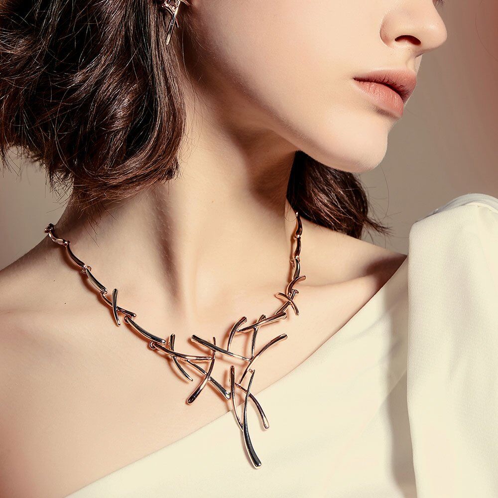 Necklace Earrings Dubai Jewelry Sets For Wedding Dress, Bridesmaids, Brides, Party or Prom Rose Gold & Gun Color 2019 - Image 2