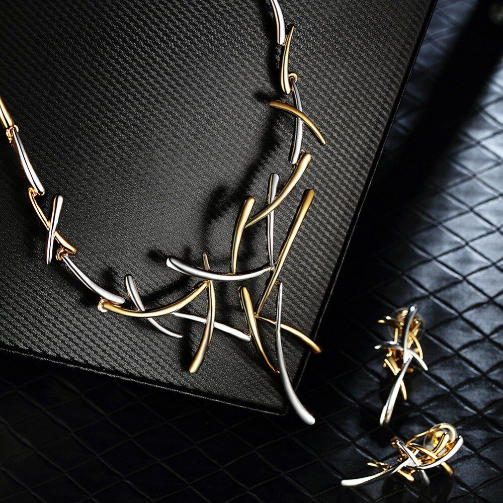 Necklace Earrings Dubai Jewelry Sets For Wedding Dress, Bridesmaids, Brides, Party or Prom Rose Gold & Gun Color 2019 - Image 6