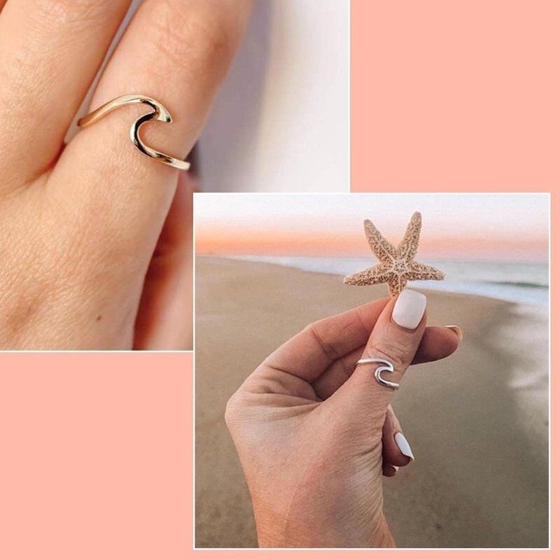 Wave Alloy Silver Ring ,Wedding Ring for Women, Jewelry Accessories ,Engagement Ring Women ,Dress Party Rings Women's Rings - Image 2