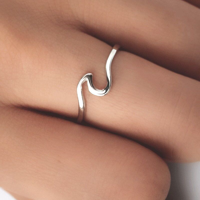 Wave Alloy Silver Ring ,Wedding Ring for Women, Jewelry Accessories ,Engagement Ring Women ,Dress Party Rings Women's Rings - Image 3