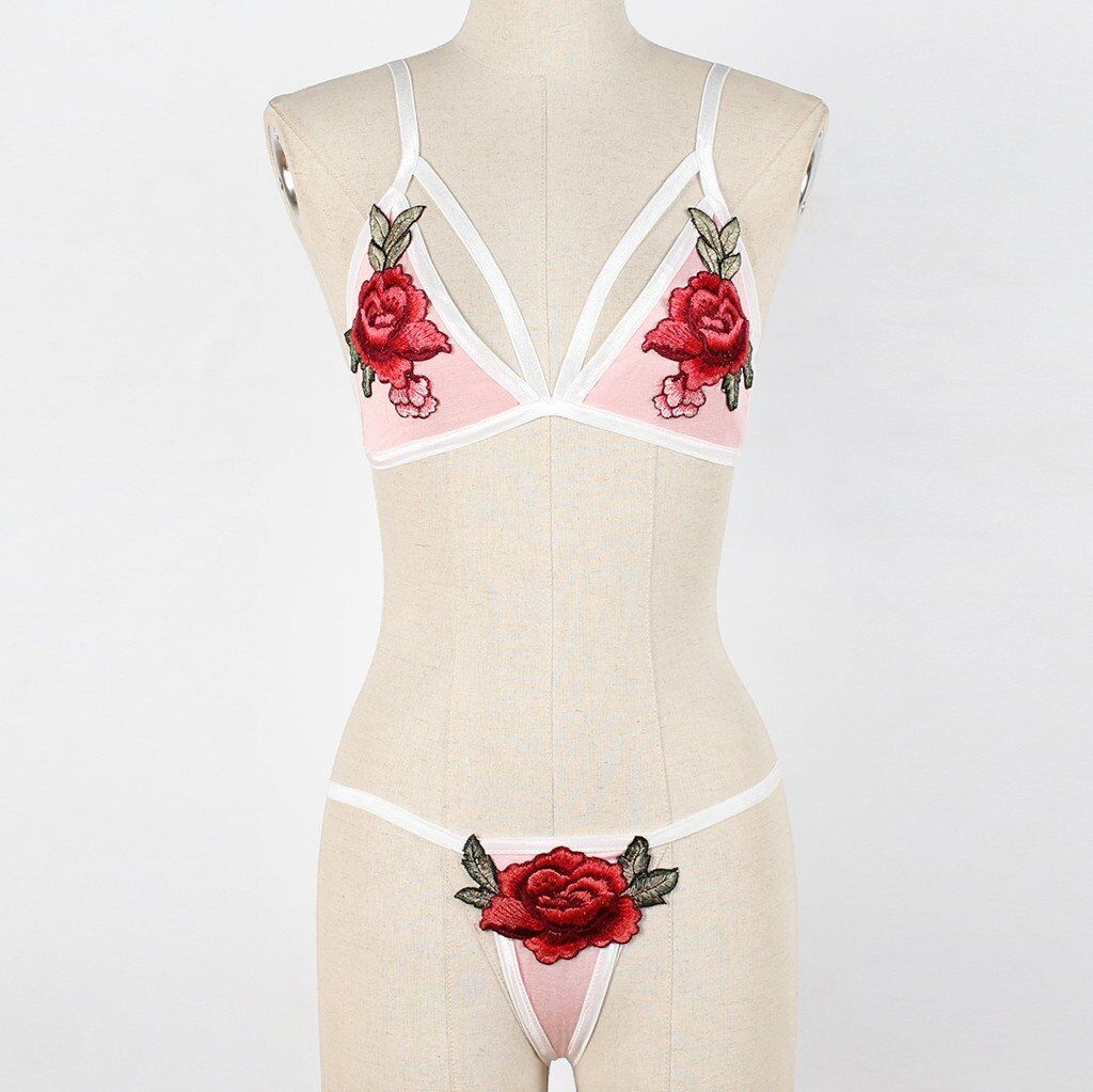 Women Appliques Bandage Hollow Out, Underwear Femme Sexy, Ensemble Bra Set , Lingerie Porno Present for Lover # NP - Image 4