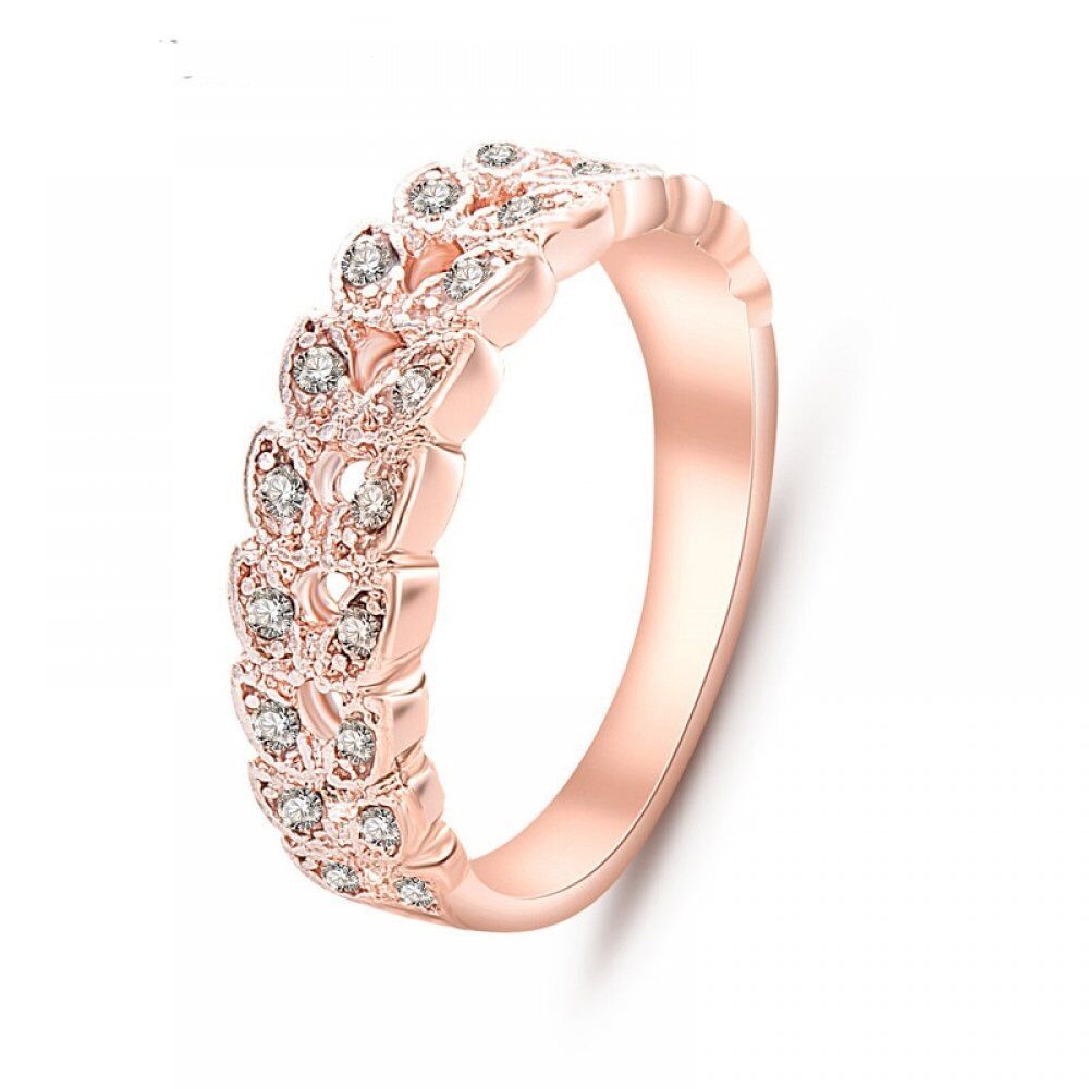 Top Quality Gold Concise Classical CZ Crystal Wedding Ring . Rose Gold Color . Austrian Crystals Wholesale nj92