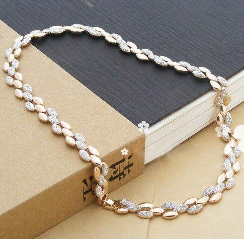 Quality golden plated Wheat Necklace , women party, girl fashion jewelry, rhinestones classic gifts , Sweater chain