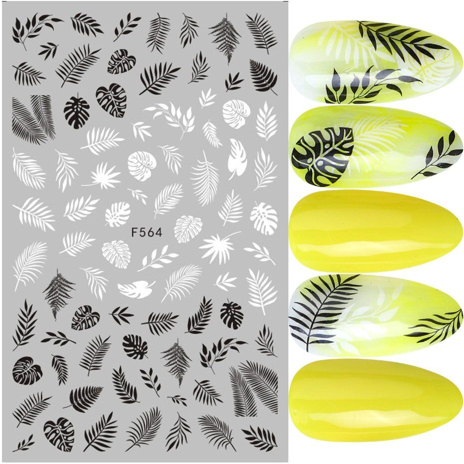 1pcs Black White 3D Nail Art Stickers, Sliders Flowers, Mandala Leaf, Geometry Adhesive , Nail Decals Foil Design Manicure - Image 3