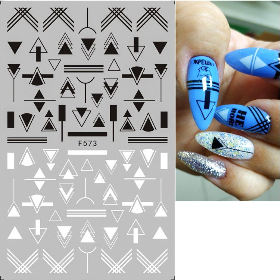1pcs Black White 3D Nail Art Stickers, Sliders Flowers, Mandala Leaf, Geometry Adhesive , Nail Decals Foil Design Manicure - Image 5