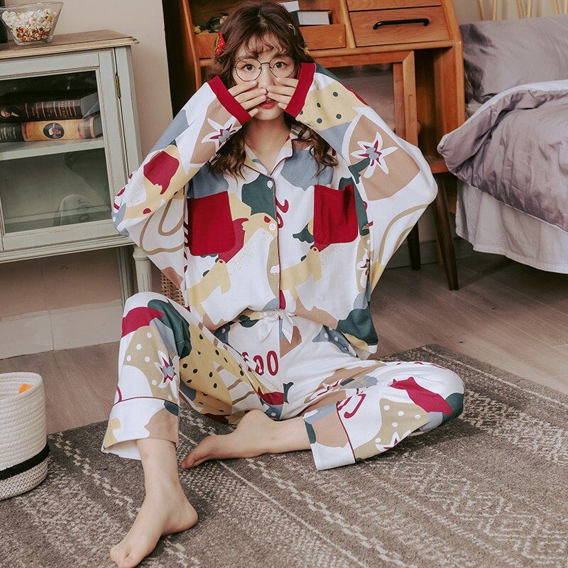 New Winter Sleepwear 2 Piece Sets For Women's, Cotton Pyjamas Turn-down Collar , Home wear Large Size Pyjama XXXL - Image 5