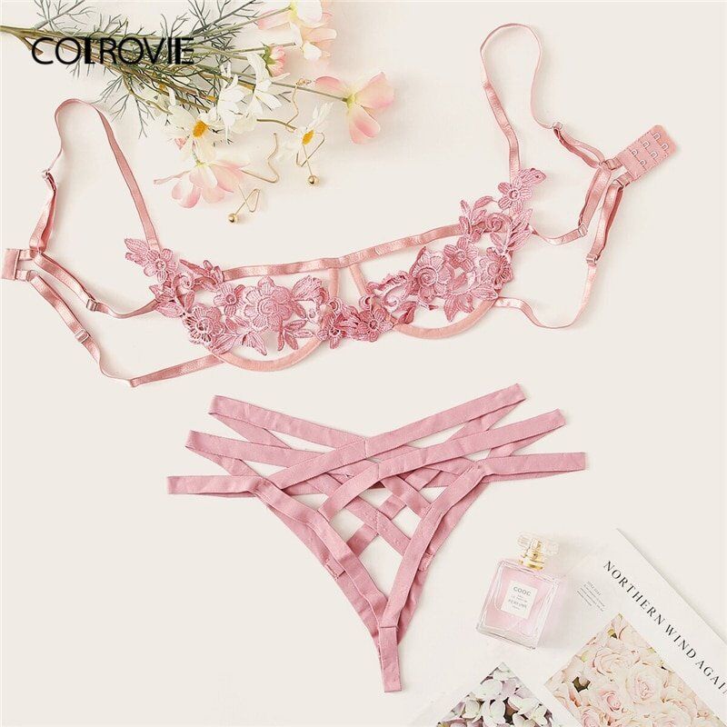 Underwire Sexy Women Intimates 2022 , Black Thongs V-String Transparent Female Underwear Bra Set # NP - Image 6