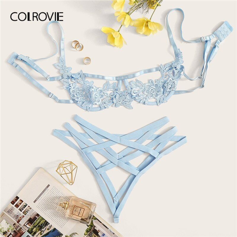 Underwire Sexy Women Intimates 2022 , Black Thongs V-String Transparent Female Underwear Bra Set # NP - Image 7