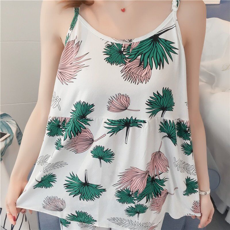 Woman Pajamas Set , Sling Cotton Pajamas, 3 Pieces Sleepwear For Women . - Image 2