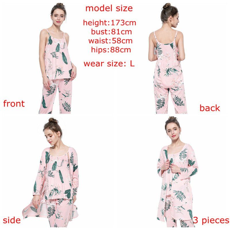 Woman Pajamas Set , Sling Cotton Pajamas, 3 Pieces Sleepwear For Women . - Image 5