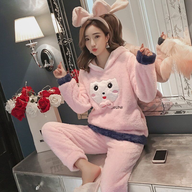 Winter Women Pajama , Flannel Sleepwear, Long Sleeves Hot Pajamas, Women Velvet Pajama , Women Soft Clothing - Image 4