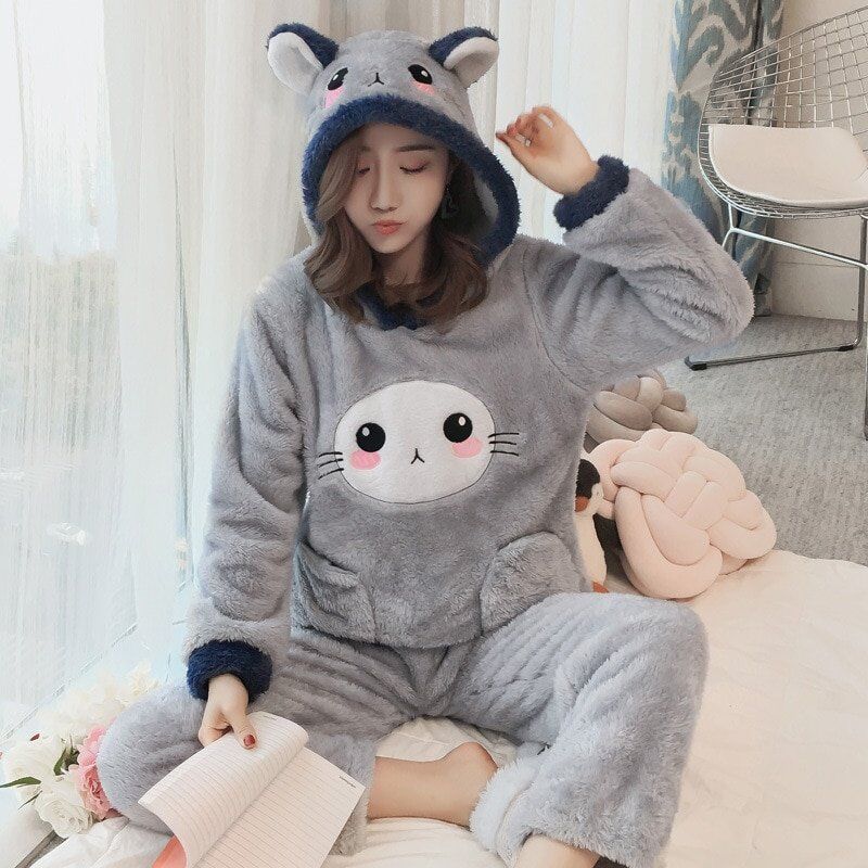 Winter Women Pajama , Flannel Sleepwear, Long Sleeves Hot Pajamas, Women Velvet Pajama , Women Soft Clothing - Image 5