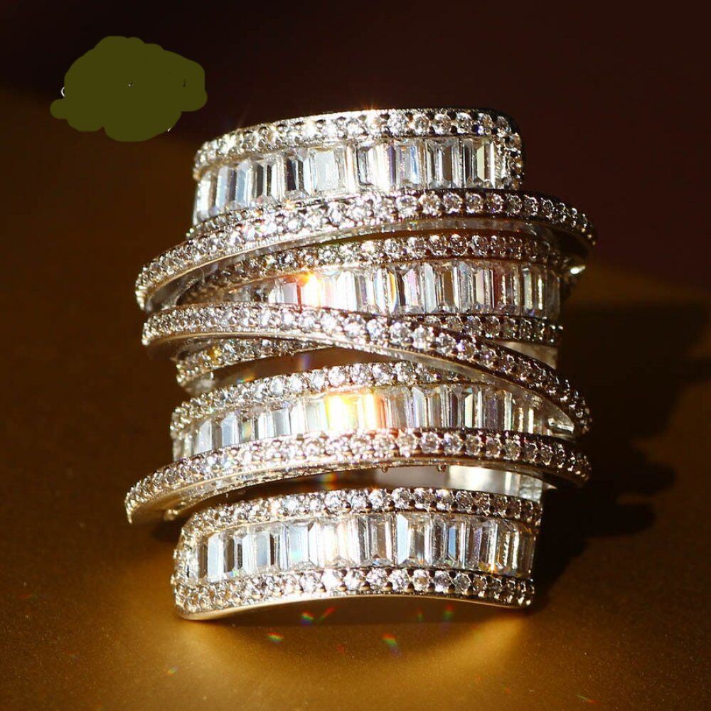 Princess Cut 6.4 CT White Zircon , Silver Color Engagement Rings ,wedding Rings, Party Rings - Image 3