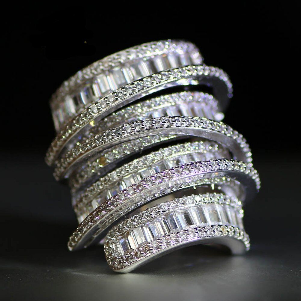 Princess Cut 6.4 CT White Zircon , Silver Color Engagement Rings ,wedding Rings, Party Rings - Image 4