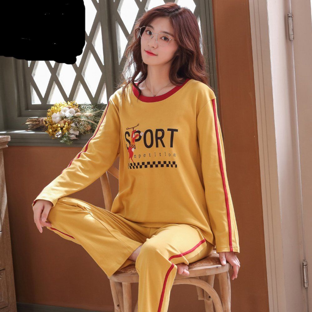 New Cotton Printing Pajamas , Lapel Top + Long Pant 2 Piece Sets Pajamas, Set For Women, Cute Sleepwear Girls Pajamas , M L XL XXL XXXL - Image 4
