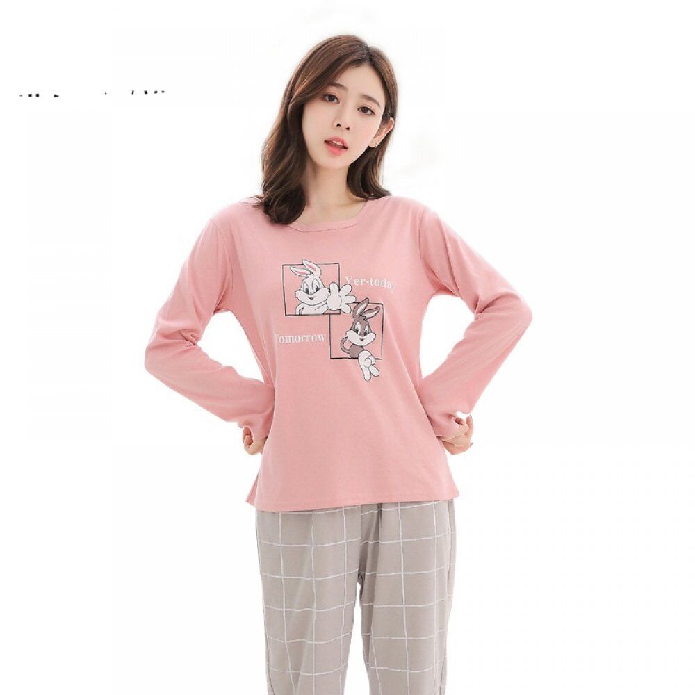 New Cotton Printing Pajamas , Lapel Top + Long Pant 2 Piece Sets Pajamas, Set For Women, Cute Sleepwear Girls Pajamas , M L XL XXL XXXL - Image 5