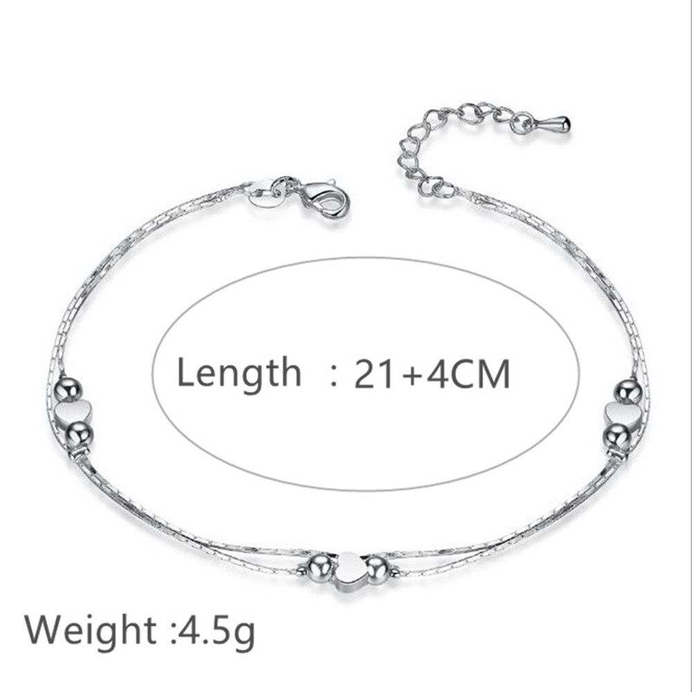 1PCS Hot Sexy Anklet Foot Chain love Heart Shaped multilayer Silver Anklets wholesale feet lady fashion Foot Ankle Bracelet - Image 6