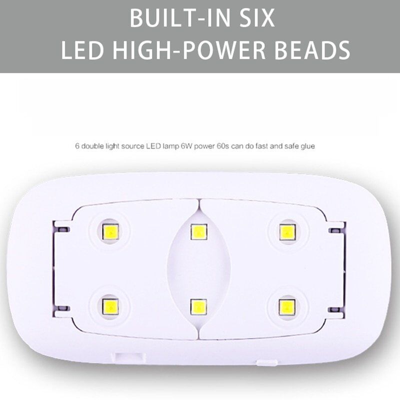 6W Nail Dryer Machine , UV LED Lamp Portable, USB Cable Home Use Nail UV Gel, Varnish Dryer 6 LEDS , Lamp Nail Art Tools 2 Color . - Image 3