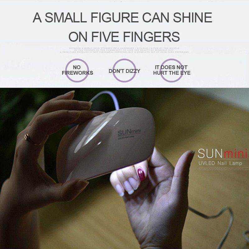 6W Nail Dryer Machine , UV LED Lamp Portable, USB Cable Home Use Nail UV Gel, Varnish Dryer 6 LEDS , Lamp Nail Art Tools 2 Color . - Image 5