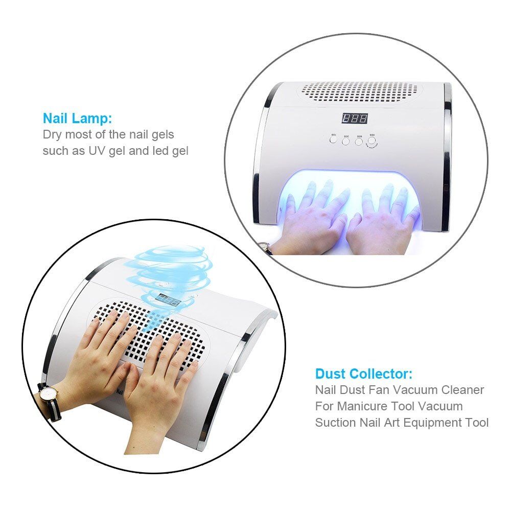 80W 2-IN-1 Nail Lamp & Nail Dust Collector Manicure with Two Powerful Fan, 36 LEDs Nail , Dryer Vacuum Cleaner Manicure Tools. - Image 2