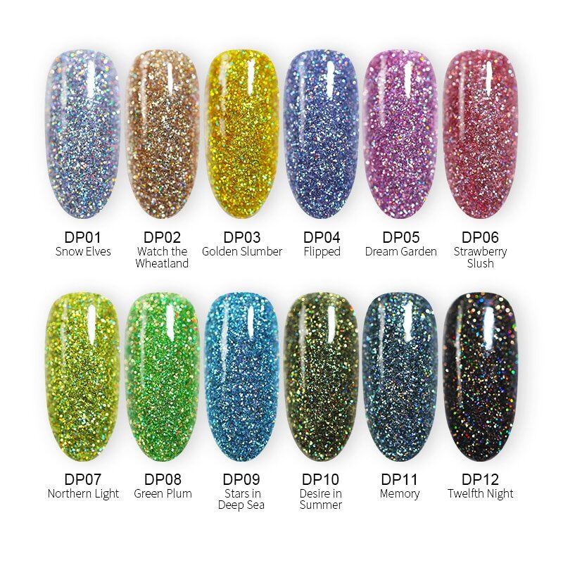 Holographic Dip Nail Powders, Gradient Dipping Glitter, Decoration Lasting than UV , Gel Natural Dry Without Lamp Cure