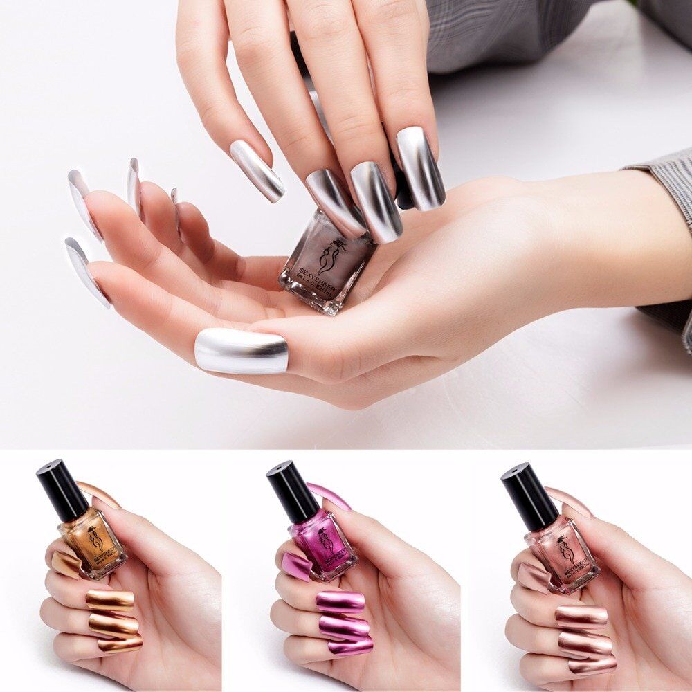 Fashion Mirror Nail Polish , Silver Transparent, Purple, Rose , Gold Color, 6ML Long-Lasting Nail Polish, Girl Cute Nail Decoration Tool - Image 3