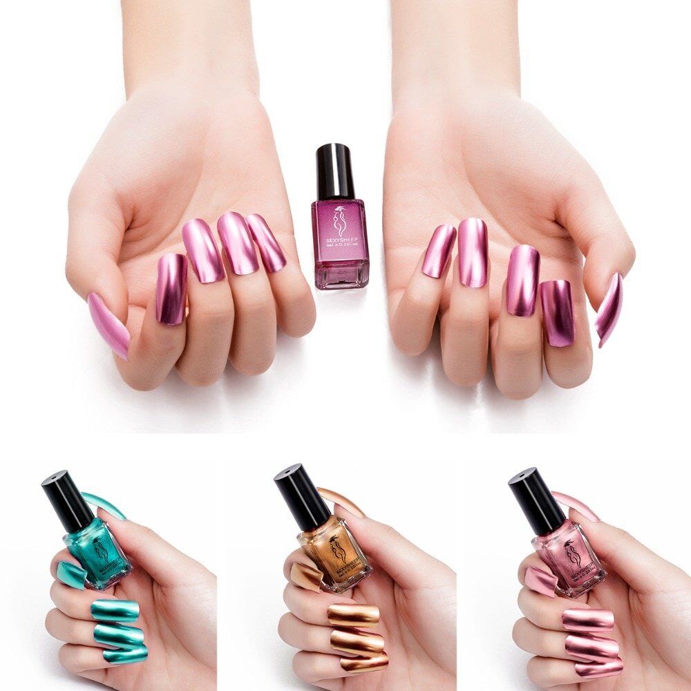Fashion Mirror Nail Polish , Silver Transparent, Purple, Rose , Gold Color, 6ML Long-Lasting Nail Polish, Girl Cute Nail Decoration Tool - Image 4