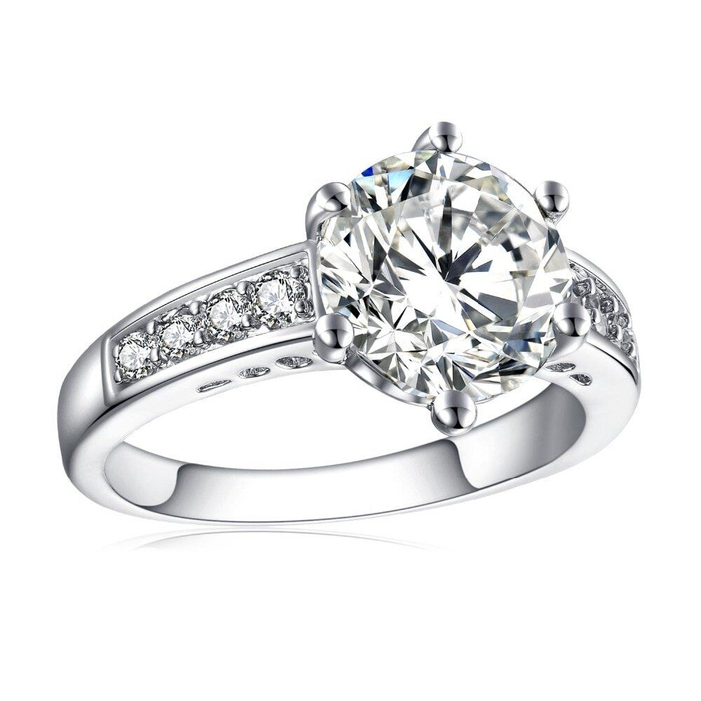Fashion Show , Jewelry Ring, Inlay Clear CZ ,Real Rhodium ,Plated Wedding Ring. - Image 4