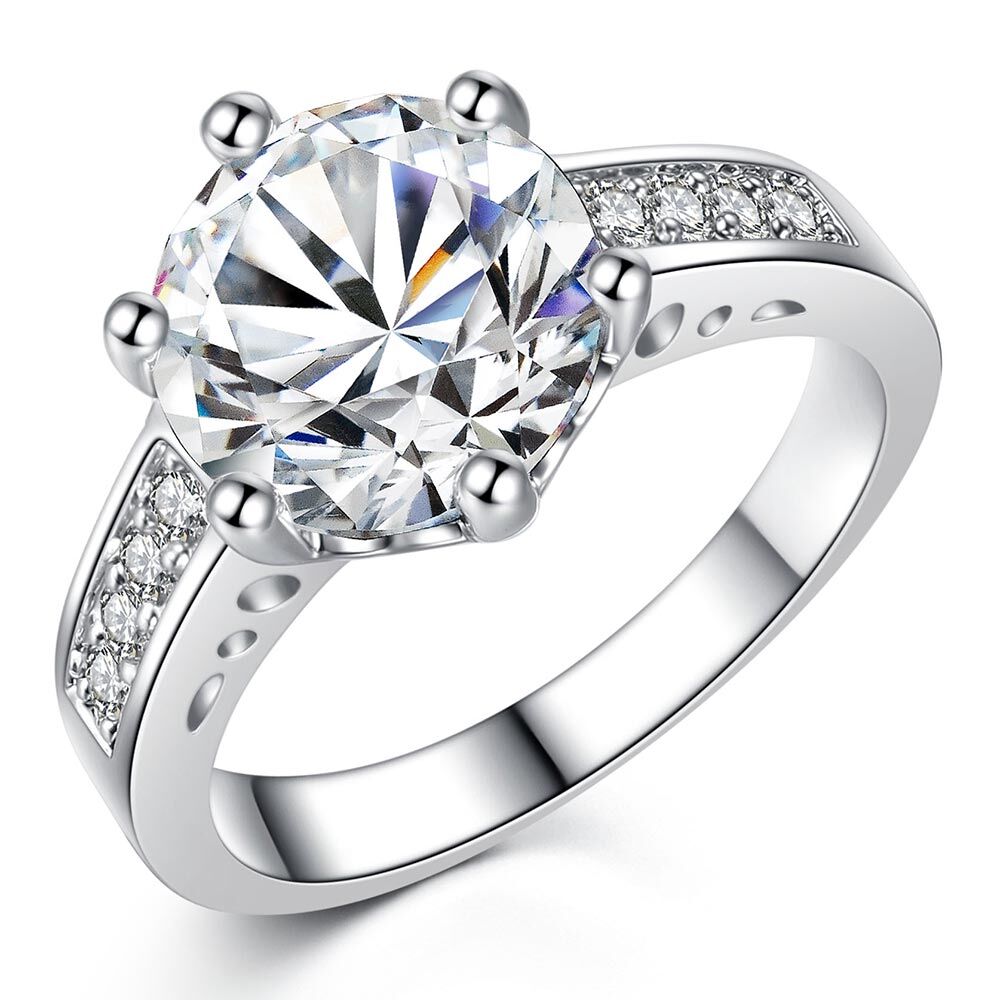 Fashion Show , Jewelry Ring, Inlay Clear CZ ,Real Rhodium ,Plated Wedding Ring. - Image 5