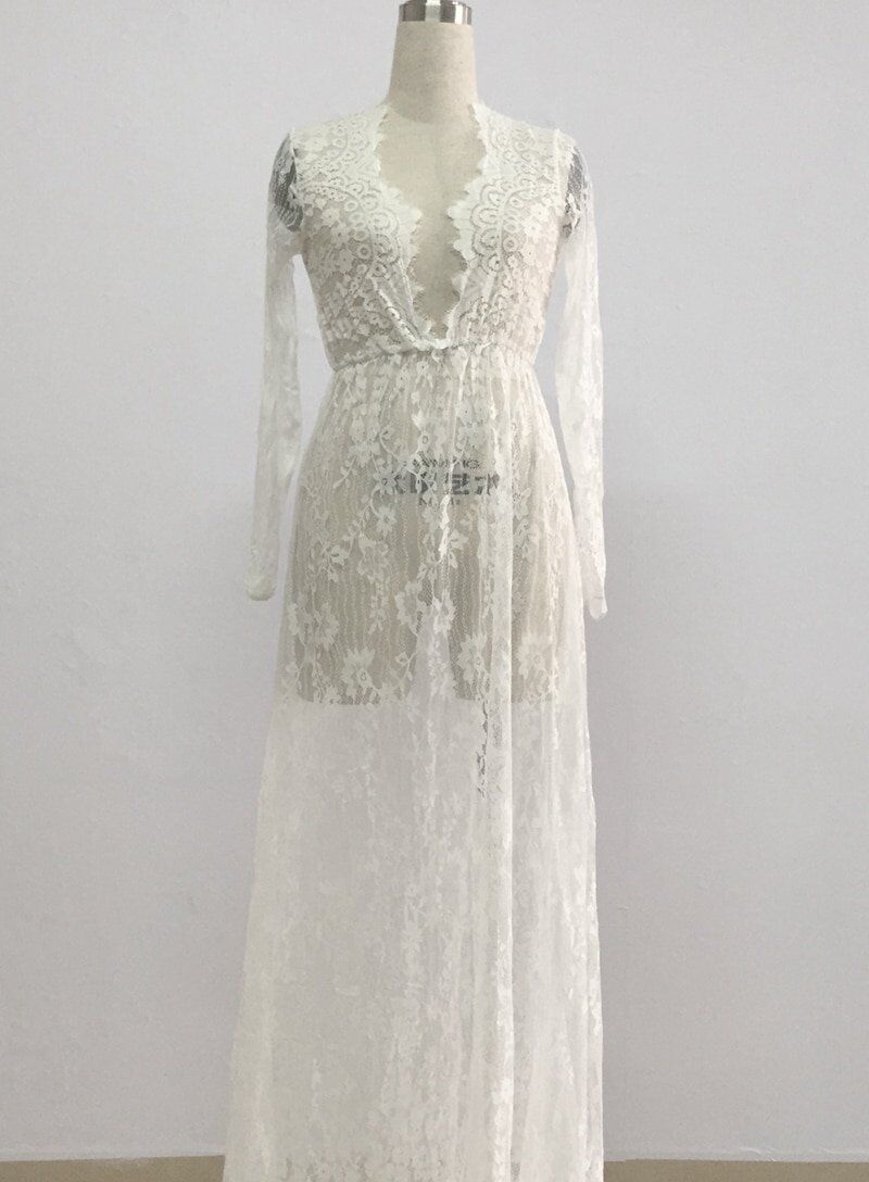 Ladies Long Gowns . Black Lace. Lingerie Porno . Night Dress . Nightgown Sleep Wear. - Image 5