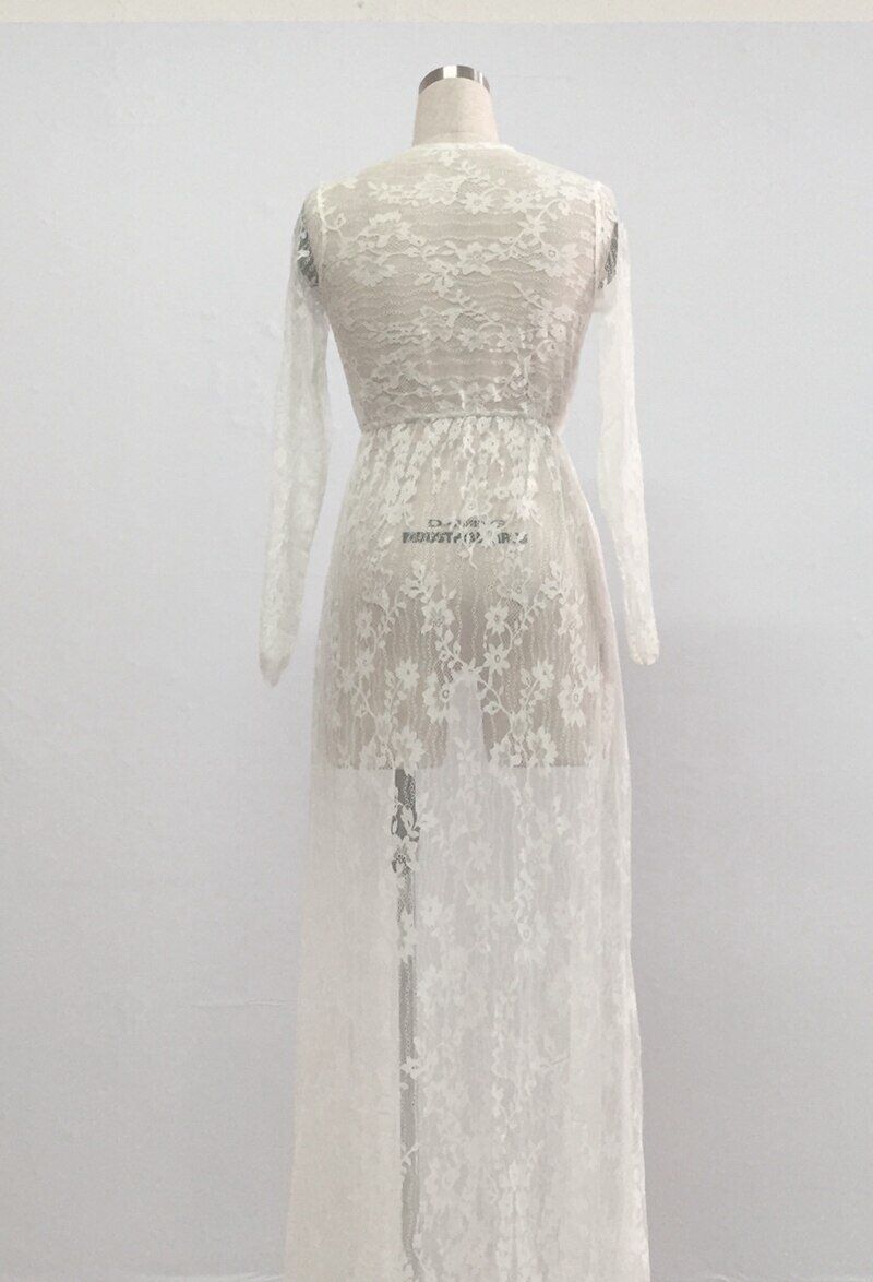 Ladies Long Gowns . Black Lace. Lingerie Porno . Night Dress . Nightgown Sleep Wear. - Image 6