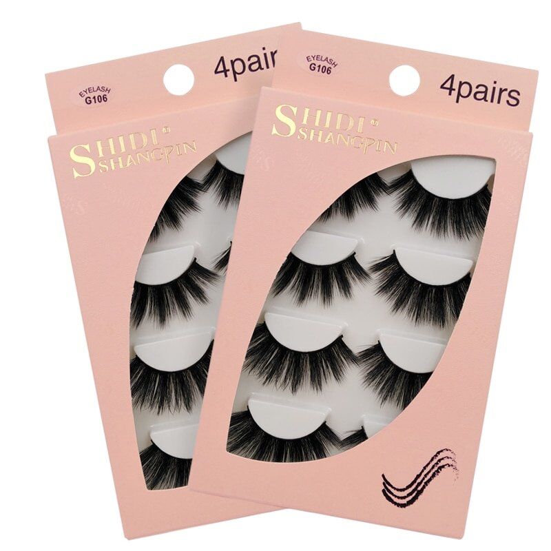 Natural 3D Mink False Eyelashes , 4 Pairs Make up Full Strip Lashes , 3D Mink Lashes - Image 3