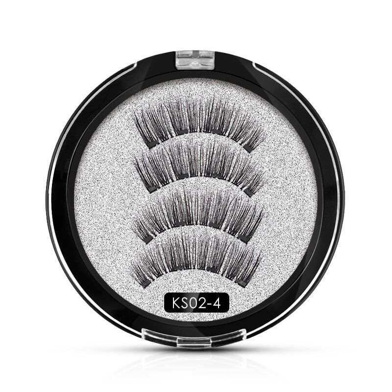 Magnetic eyelashes with 4 magnets handmade , 3D magnetic lashes natural ,false eyelash , magnet lash . - Image 4