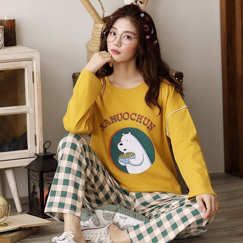 Woman Pajamas Sets, Fashion Pajamas , Autumn Winter Women Cotton Pajama Sets ,Cartoon Home Wear Suits, Long Sleeves Pajamas for Female. - Image 2