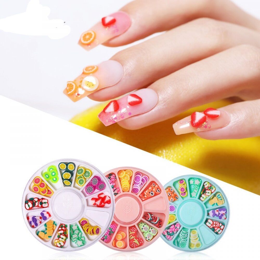 Fluorescence Neon 3D Nail Decoration , Fruit Slice , Tiny Jewelry Mixed Shapes, Nail Art Decorations , Accessories in Wheel.