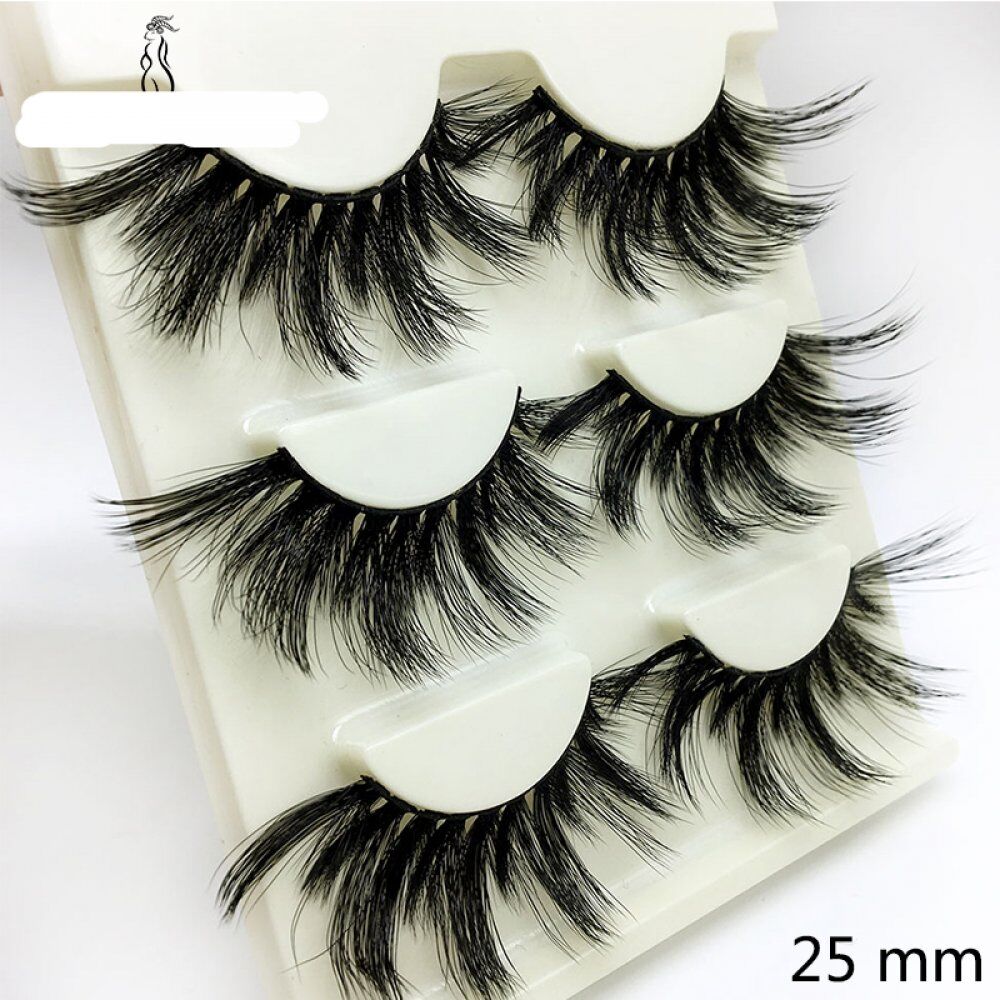 3pairs 25mm 3D False Eyelashes, Fake Lashes , Long Makeup 3D Mink Lashes , Eyelash Extension, Mink Eyelashes. Beauty Makeup.