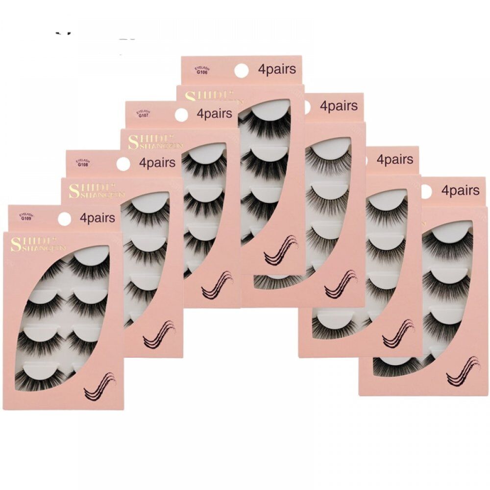 Natural 3D Mink False Eyelashes , 4 Pairs Make up Full Strip Lashes , 3D Mink Lashes