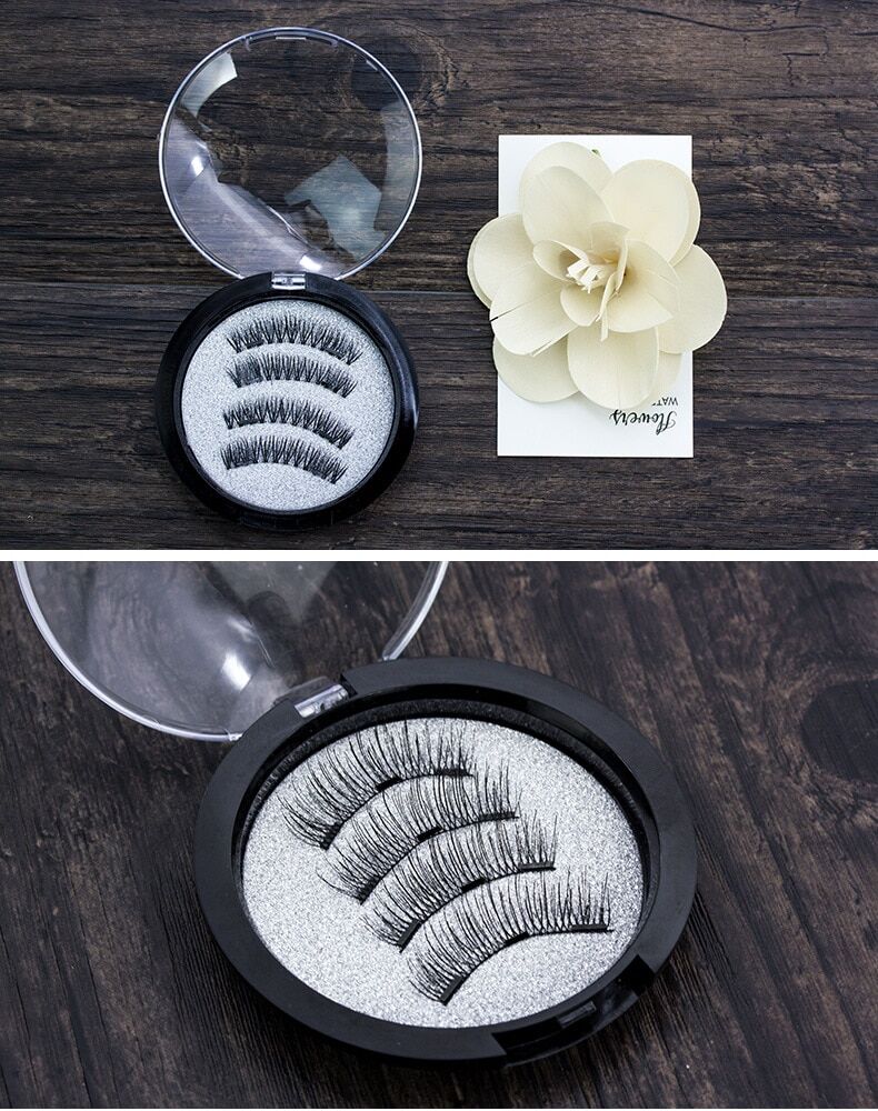 Magnetic eyelashes with 3 magnetic , magnets lashes natural false eyelashes , magnet lash with eye lash applicator. - Image 4
