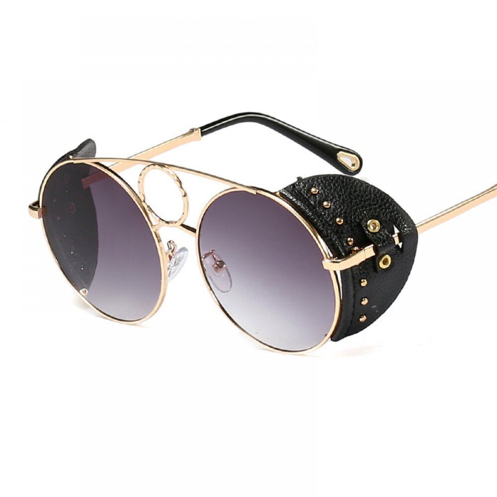 2020 Round Steam Punk Sunglasses, Women , Men Elegant Ladies New Fashion , Shades Vintage , Tide Leather Rivets Glasses. - Image 6