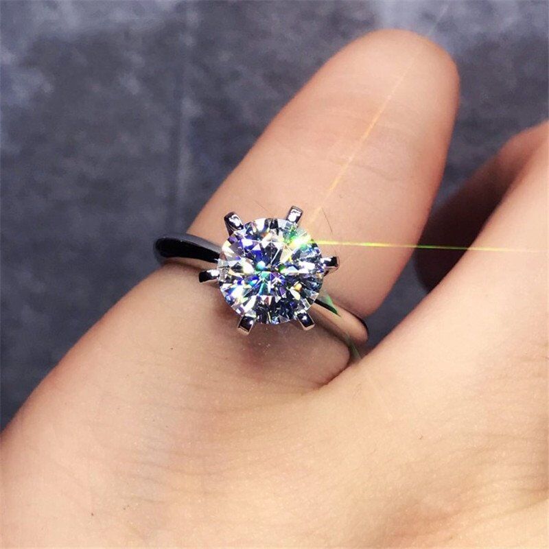 2020 Solitaire ring ,100% Soild 925 Sterling silver, Jewelry 1.5ct Sona, AAAAA Zircon Cz ,Engagement wedding ,band rings for women. # NP - Image 6