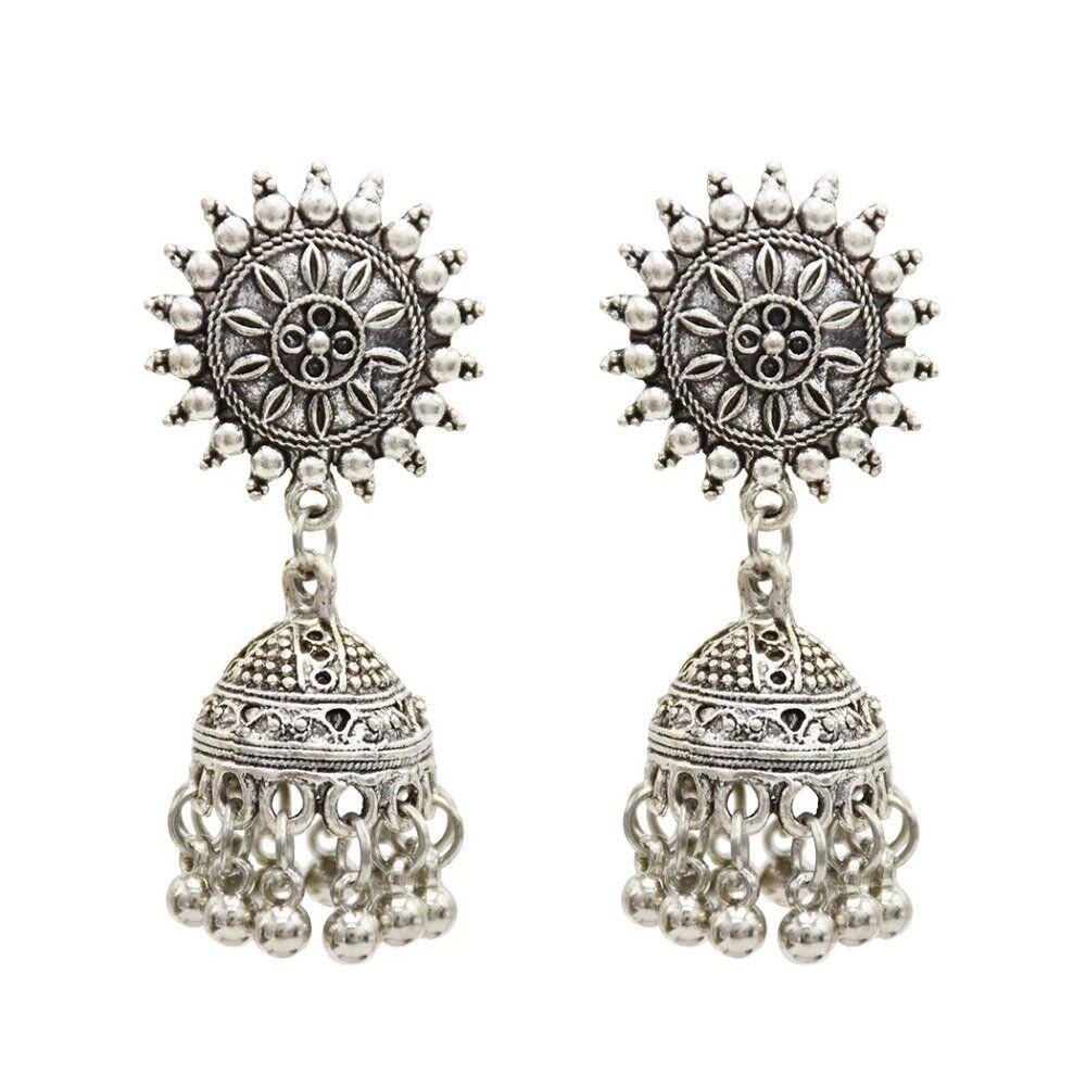 India Vintage Silver Coin Necklace & Drop Earrings Set, Women Turk Choker Necklace ,Afghan Jewelry # NP - Image 5
