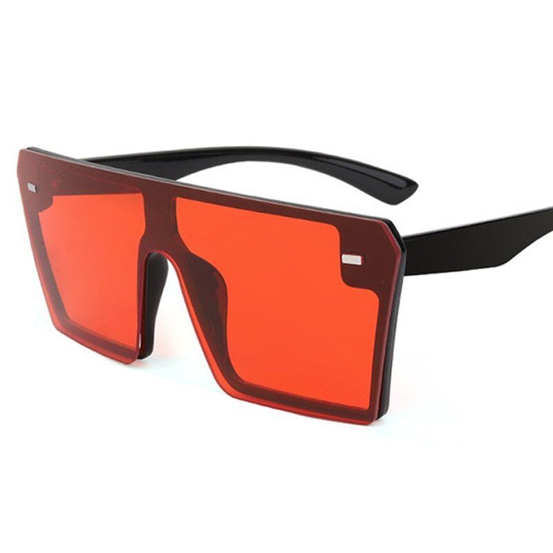 Square Sunglasses , Women 2020 Luxury Brand Fashion, Flat Top , Red, Black, Clear Lens # NP - Image 4